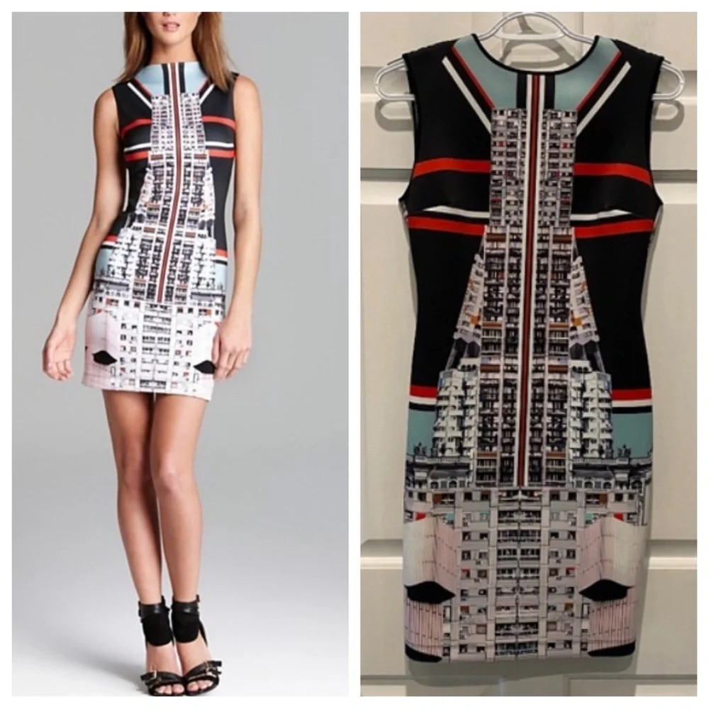 Clover Canyon Skyline Graphic Bodycon Mini Dress Multicolor, 16812